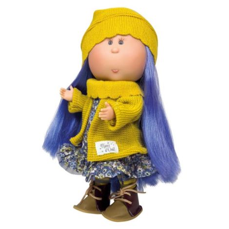 Papusa Nines D'Onil, Mia, cu parul albastru, cu articulatii, cu miros de vanilie, 30 cm - imagine 13
